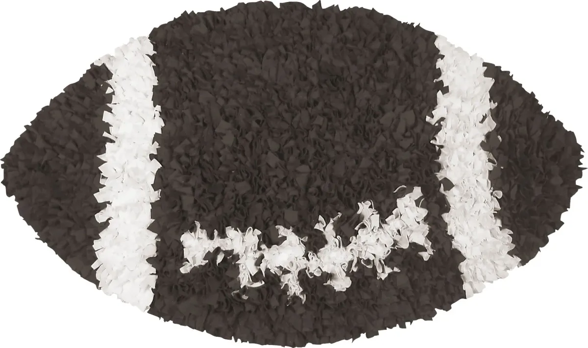 Kids Fluffy Football Brown 3' x 3' Rug