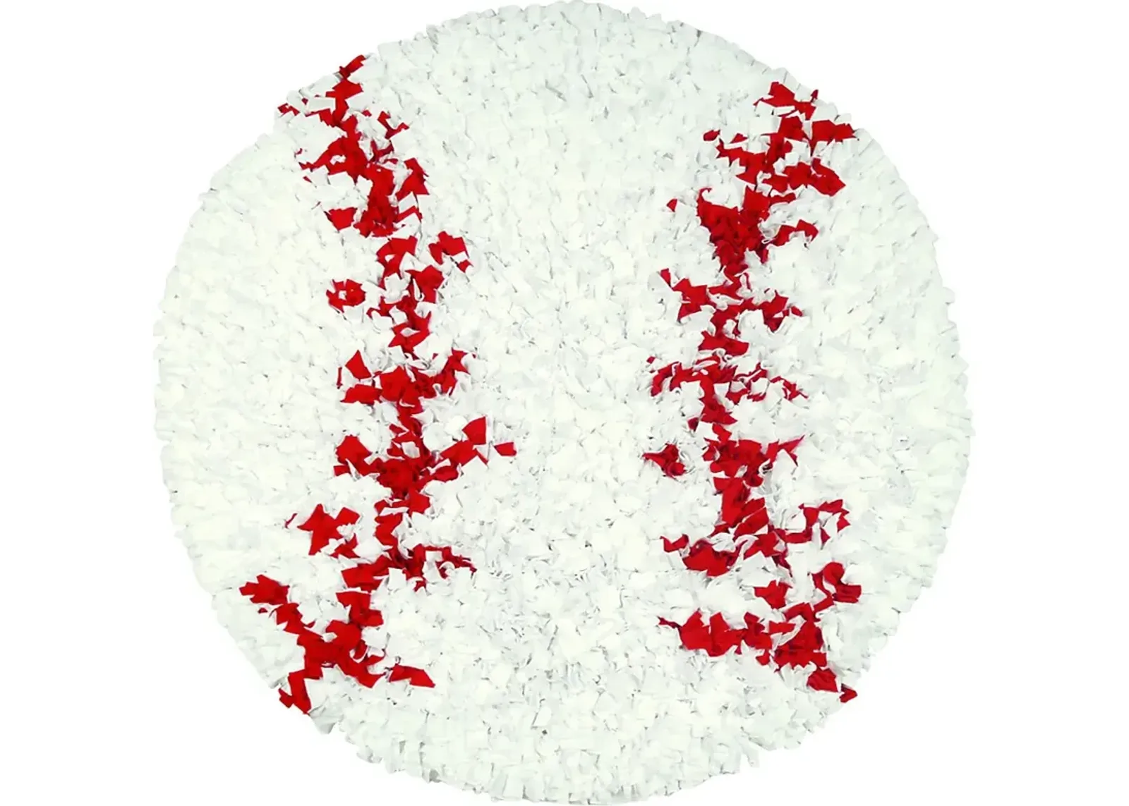 Kids Fluffy Baseball White 3' x 3' Rug