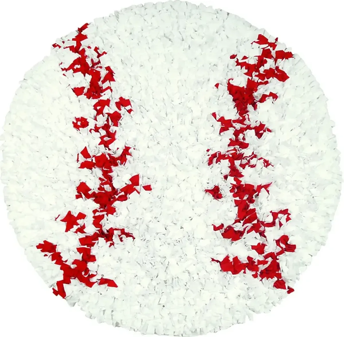 Kids Fluffy Baseball White 3' x 3' Rug