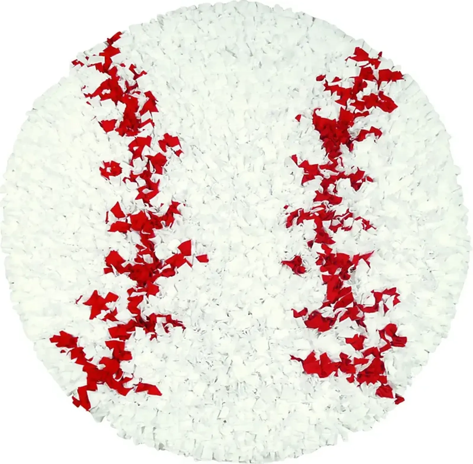 Kids Fluffy Baseball White 3' x 3' Rug