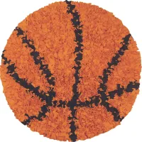 Kids Fluffy Basketball Orange 3' x 3' Rug