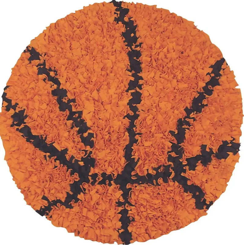 Kids Fluffy Basketball Orange 3' x 3' Rug
