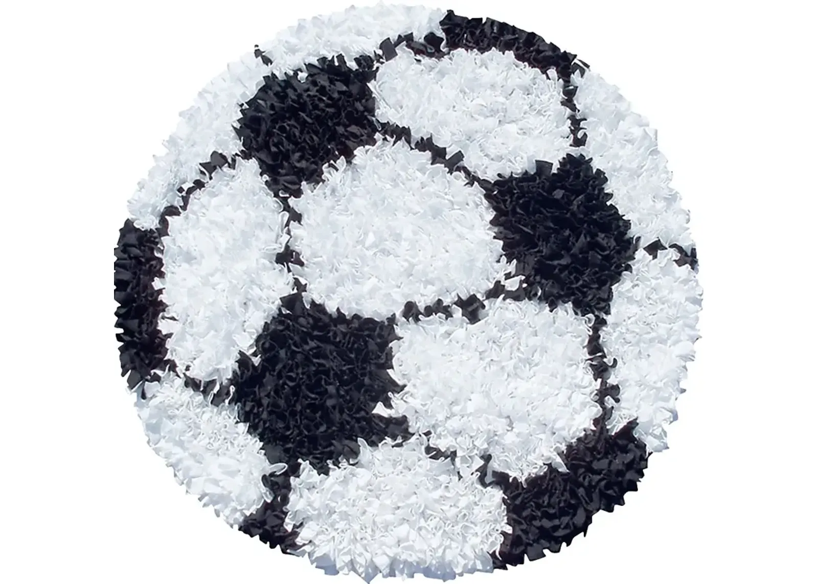 Kids Fluffy Soccer White 3' x 3' Rug