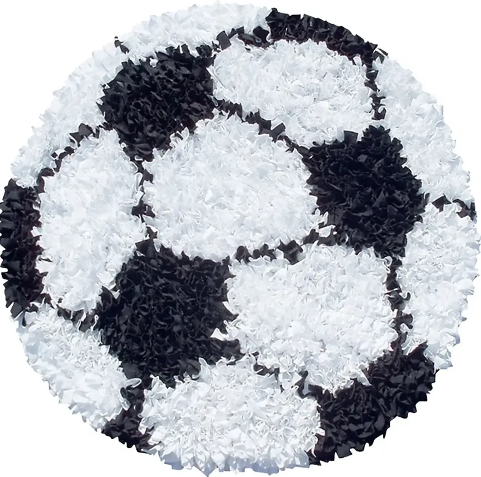 Kids Fluffy Soccer White 3' x 3' Rug