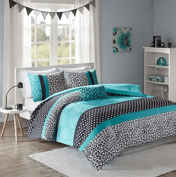Kids Adrastea Teal Twin Comforter Set