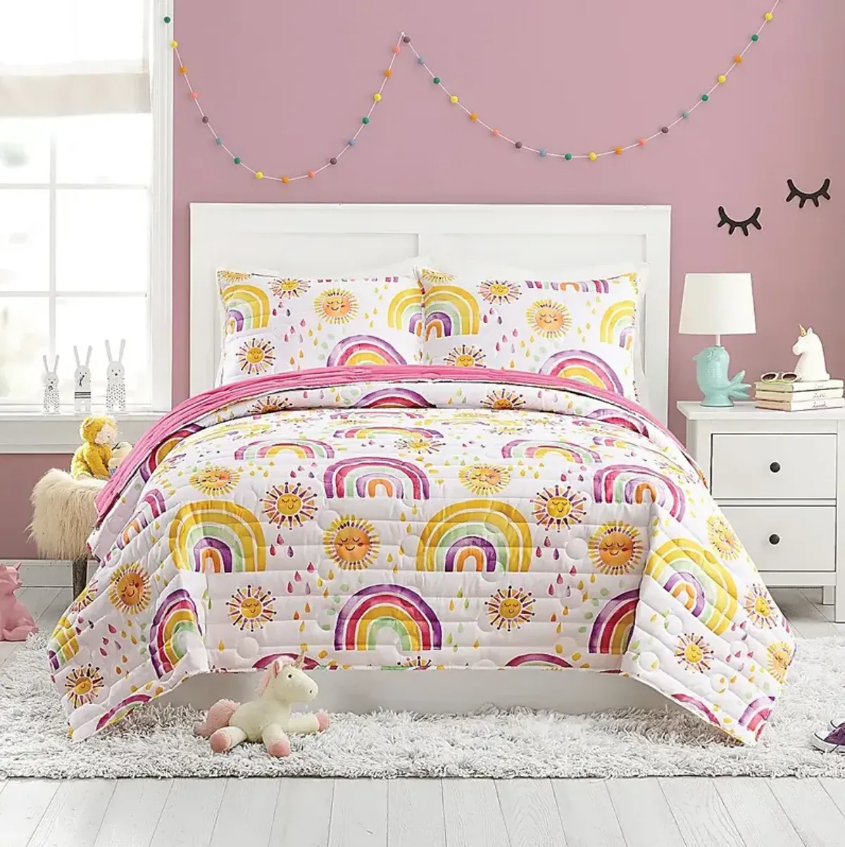 Kids Arcle Pink 2 Pc Twin Quilt Set