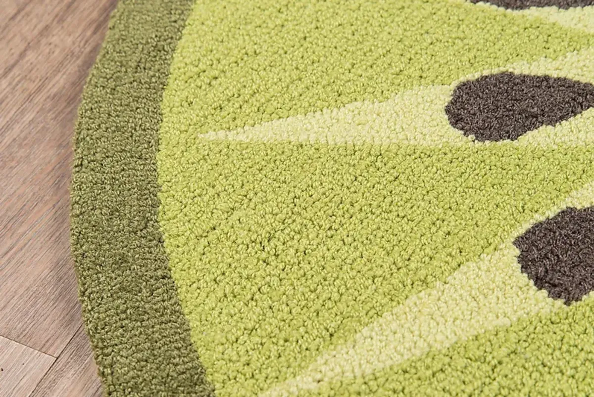 Kids Kiwilicious Green 3' Round Rug