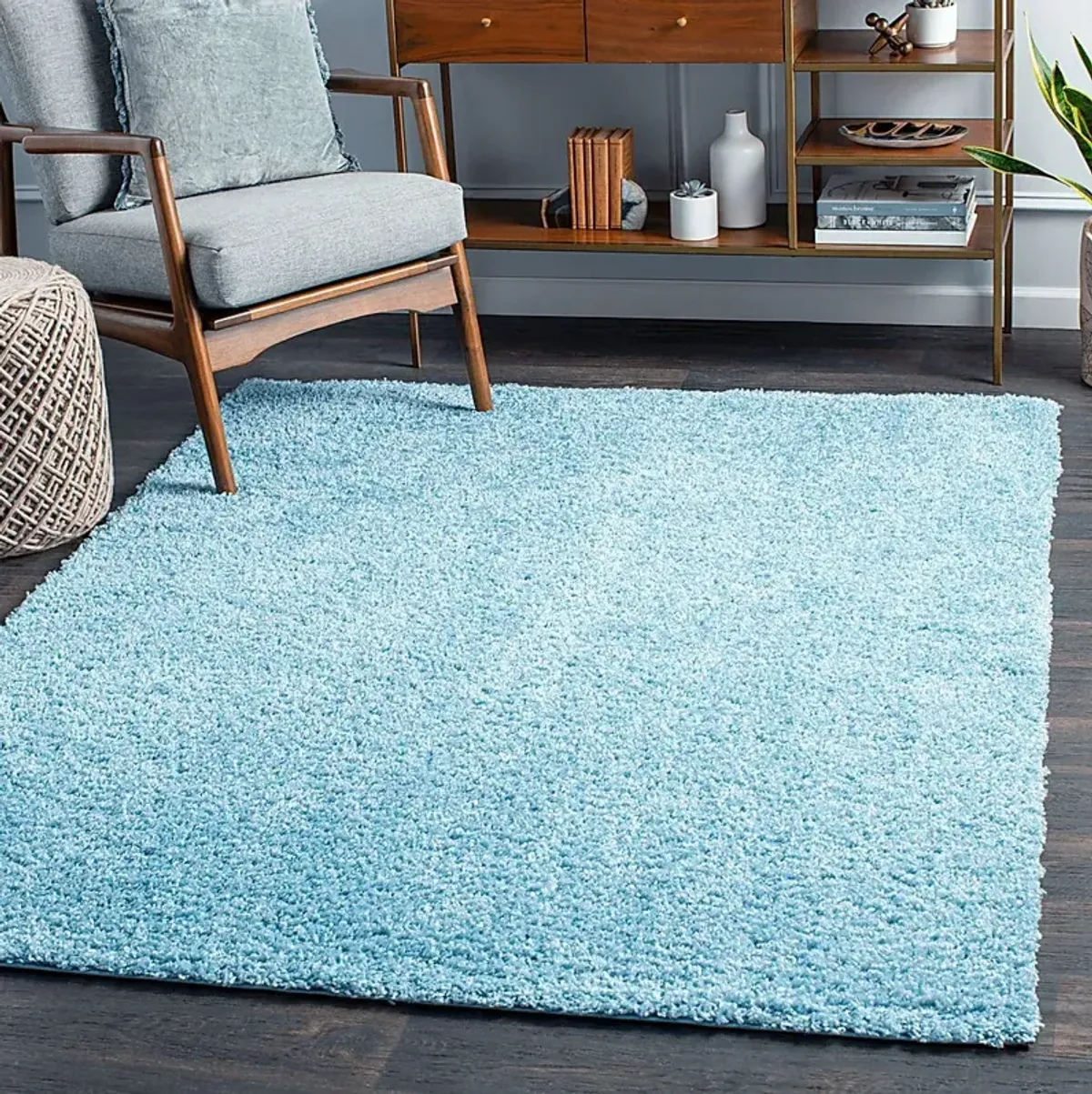 Kids Blissful Pastel Baby Blue 5' x 7' Rug