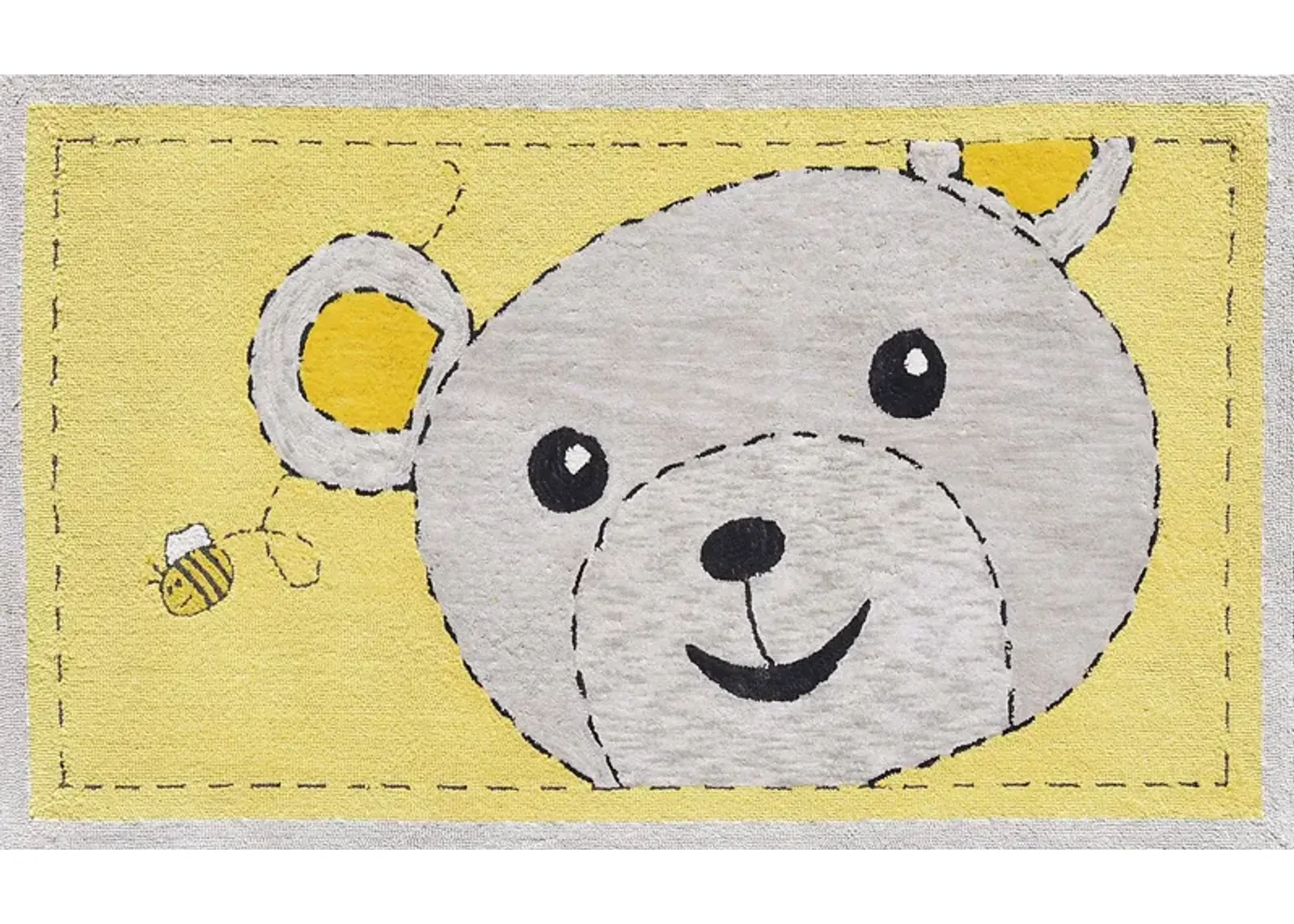 Kids Buzzing Bear Yellow 2'8 x 4'8 Rug