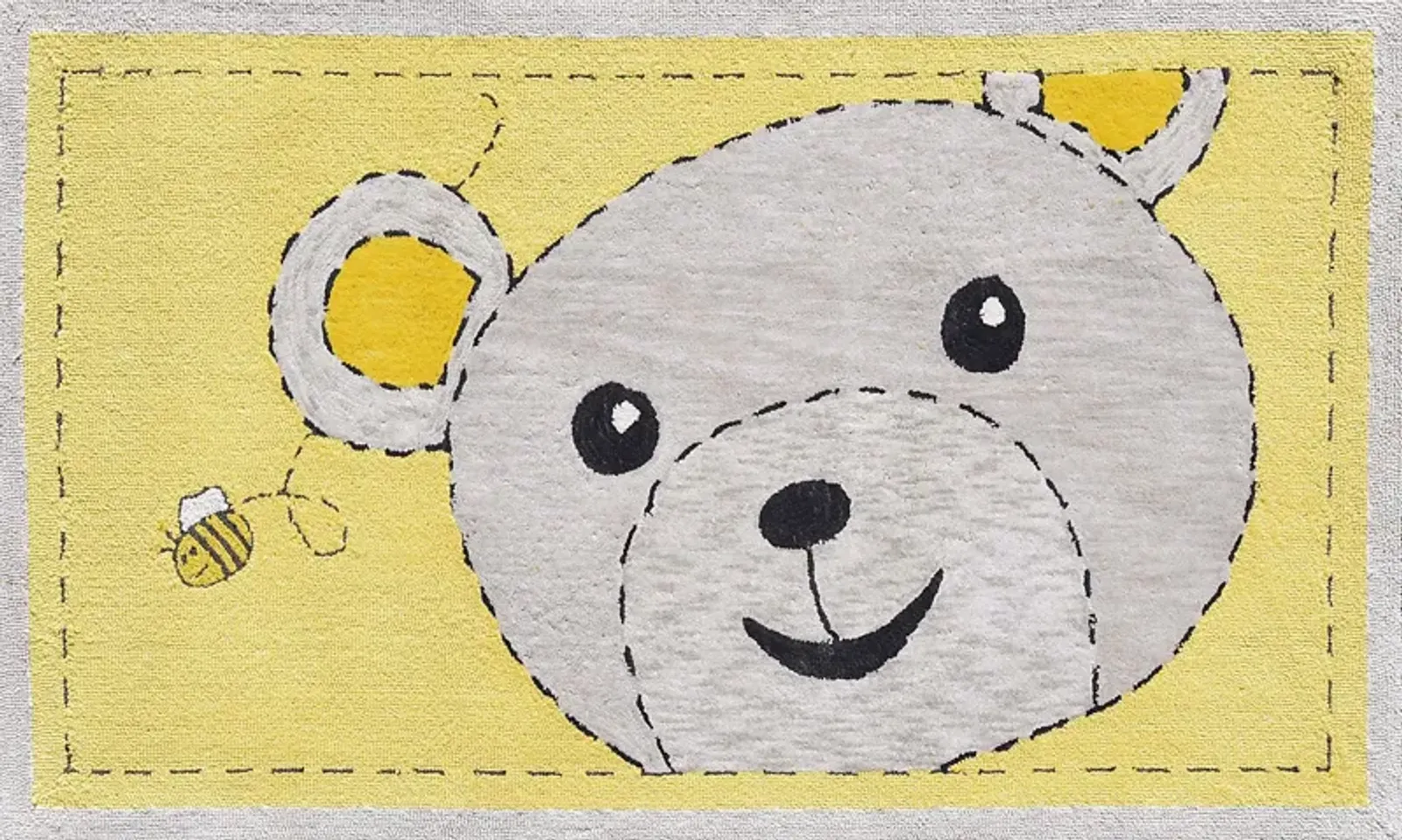 Kids Buzzing Bear Yellow 2'8 x 4'8 Rug