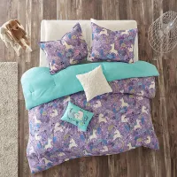 Kids Unicorn Dance Purple 4 Pc Twin Comforter Set