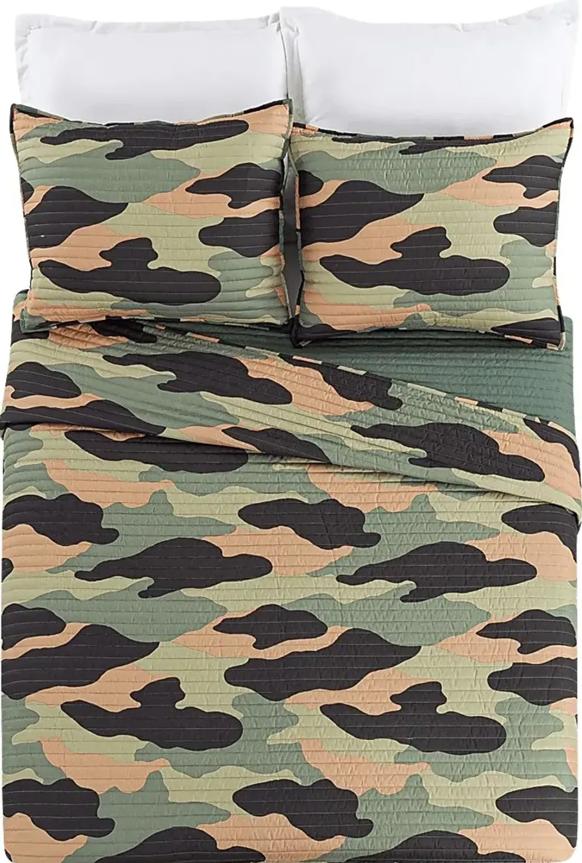 Kids Camohunt Green Twin Quilt Set