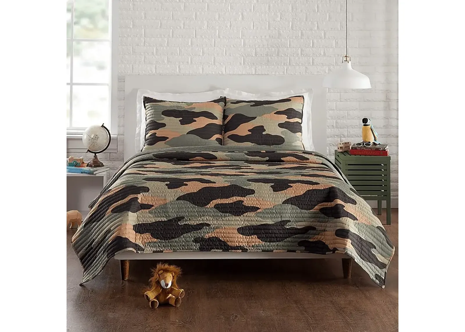 Kids Camohunt Green 2 Pc Twin Quilt Set