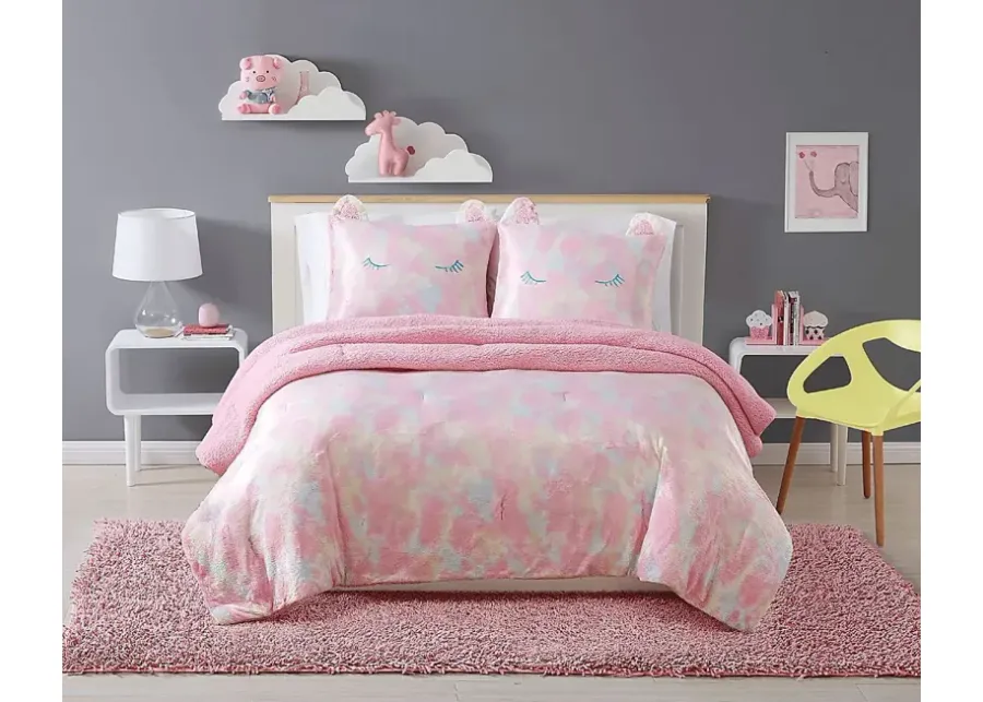 Kids Sweet Rainbow Pink 2 Pc Twin XL Comforter Set