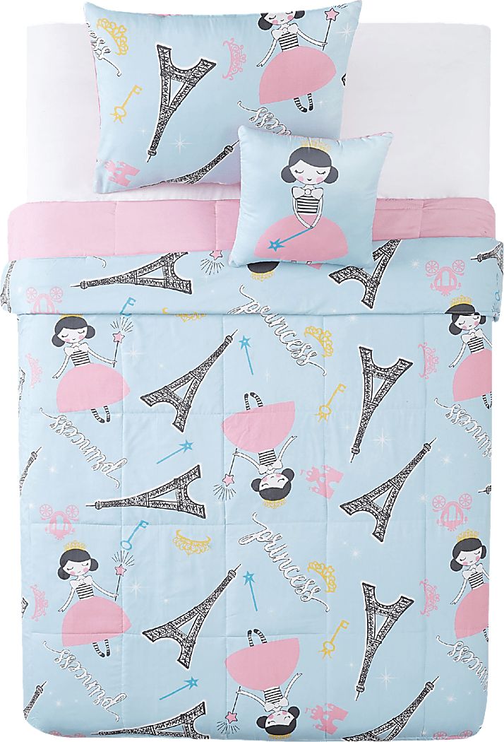 Kids Chique Parisian Blue 3 Pc Twin Comforter Set