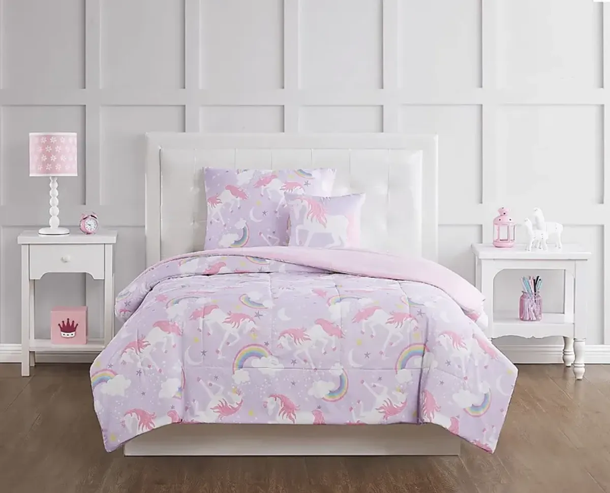 Kids Cotton Candy Unicorn Purple 3 Pc Twin Comforter Set