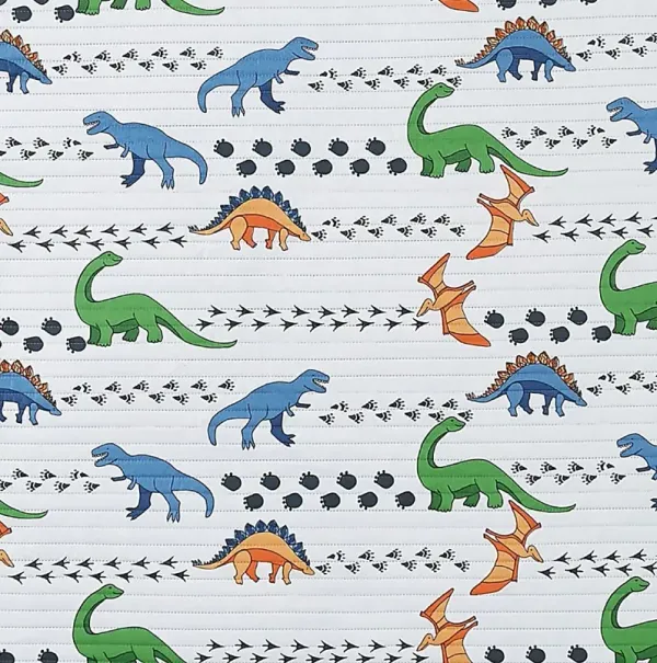 Kids Dino Venture White Twin Quilt Set