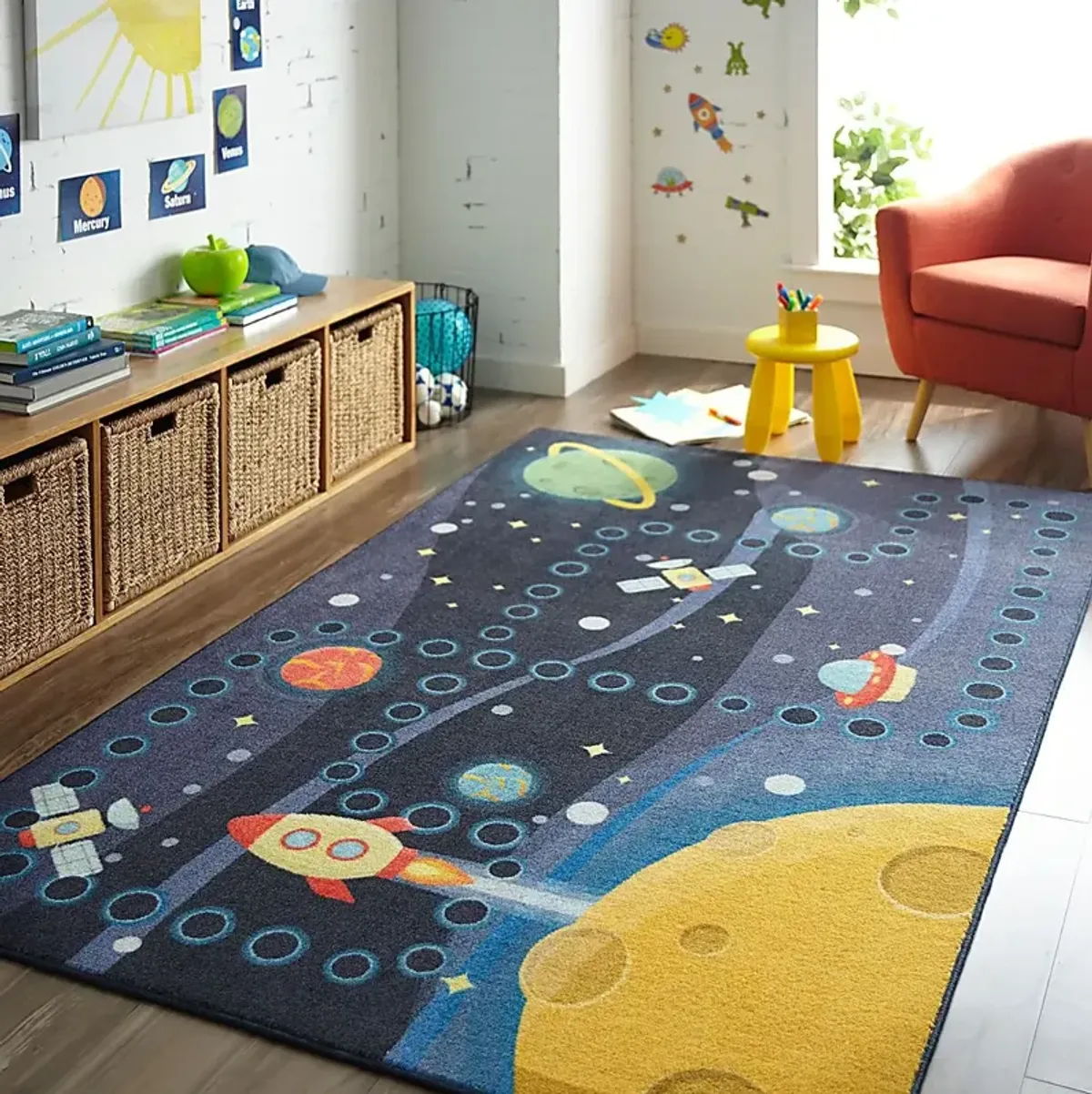 Kids Rocket Games Navy 3' x 5' Rug