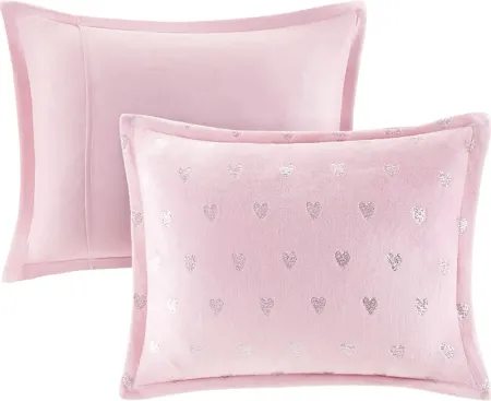 Kids Plush Hearts Pink 3 Pc Twin XL Comforter Set