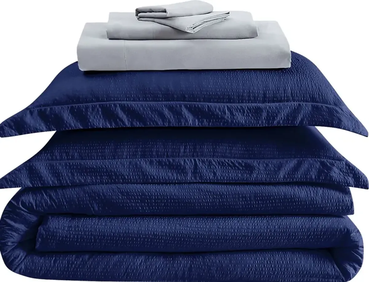 Kids Pasty Fields Navy 5 Pc Twin Comforter Set