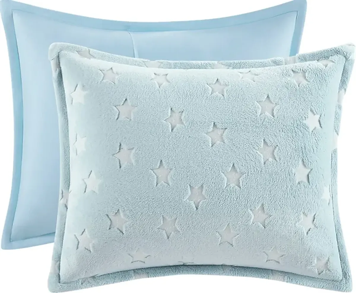 Kids Plush Stars Aqua 3 Pc Twin Comforter Set