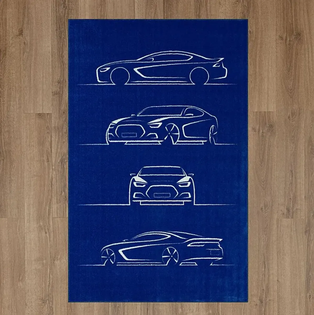 Kids Blueprint Auto Blue 3' x 5' Rug