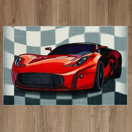 Kids Speed Controller Red 3' x 5' Rug