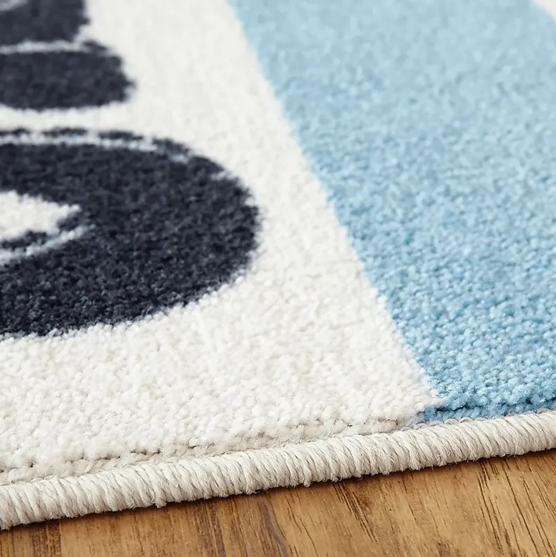 Kids Little Tracks Blue 3' x 5' Rug