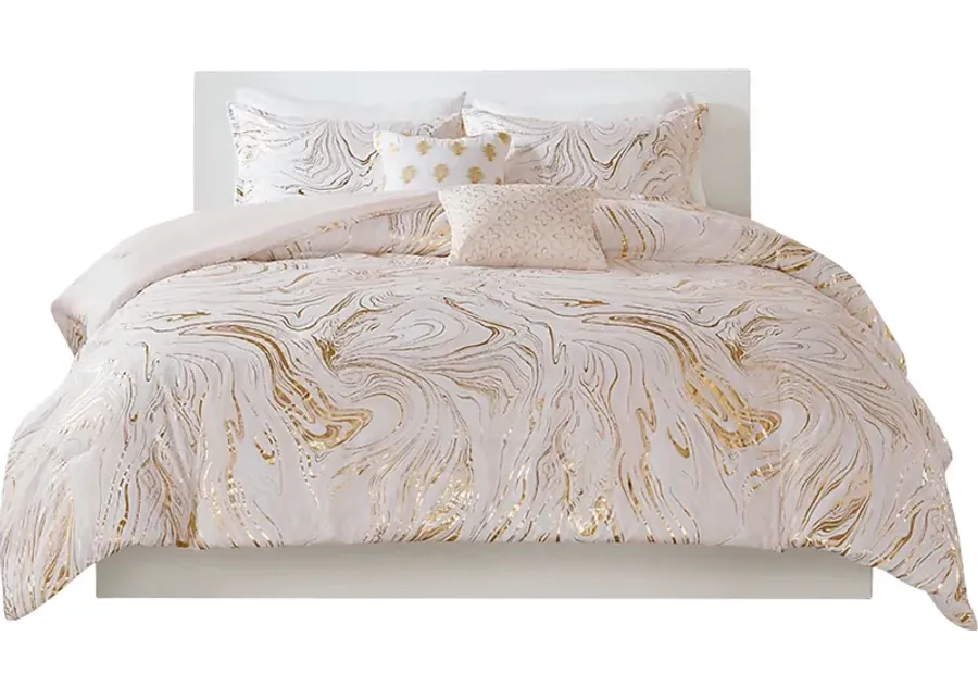 Kids Metallic Swirl Blush 4 Pc Twin XL Comforter Set