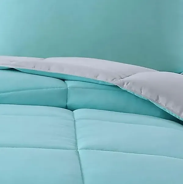 Kids Boyette Turquoise/Gray Twin Comforter Set