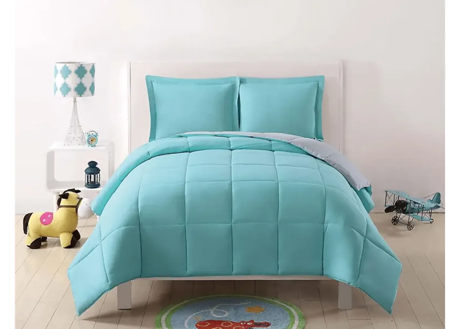 Kids Boyette Turquoise/Gray 2 Pc Twin Comforter Set