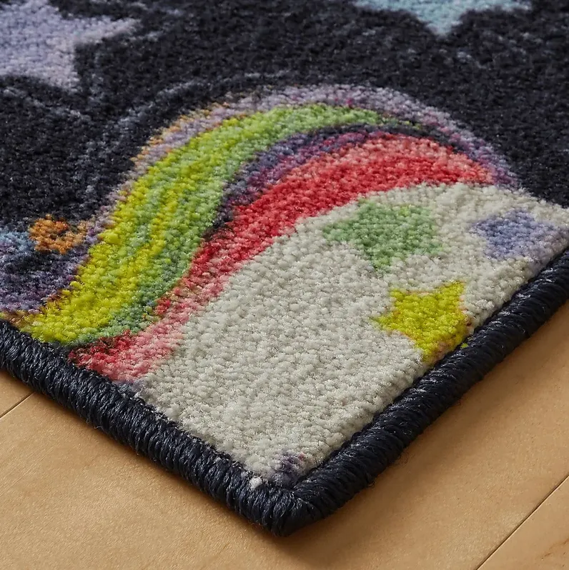 Kids Unicorns and Rainbows Blue 3' x 5' Rug