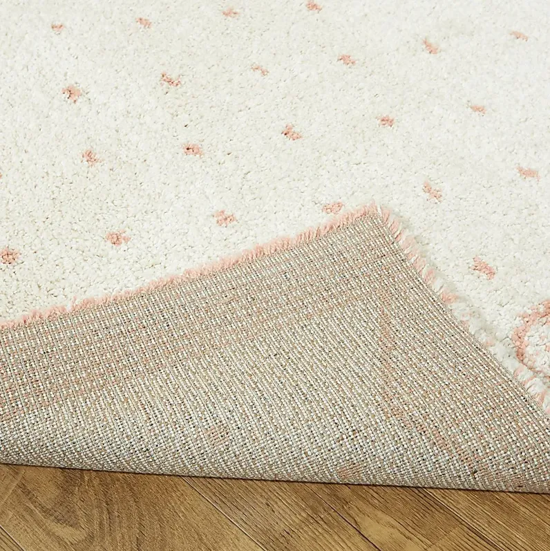 Kids Peach Dots Pink 2'7 x 7' Rug