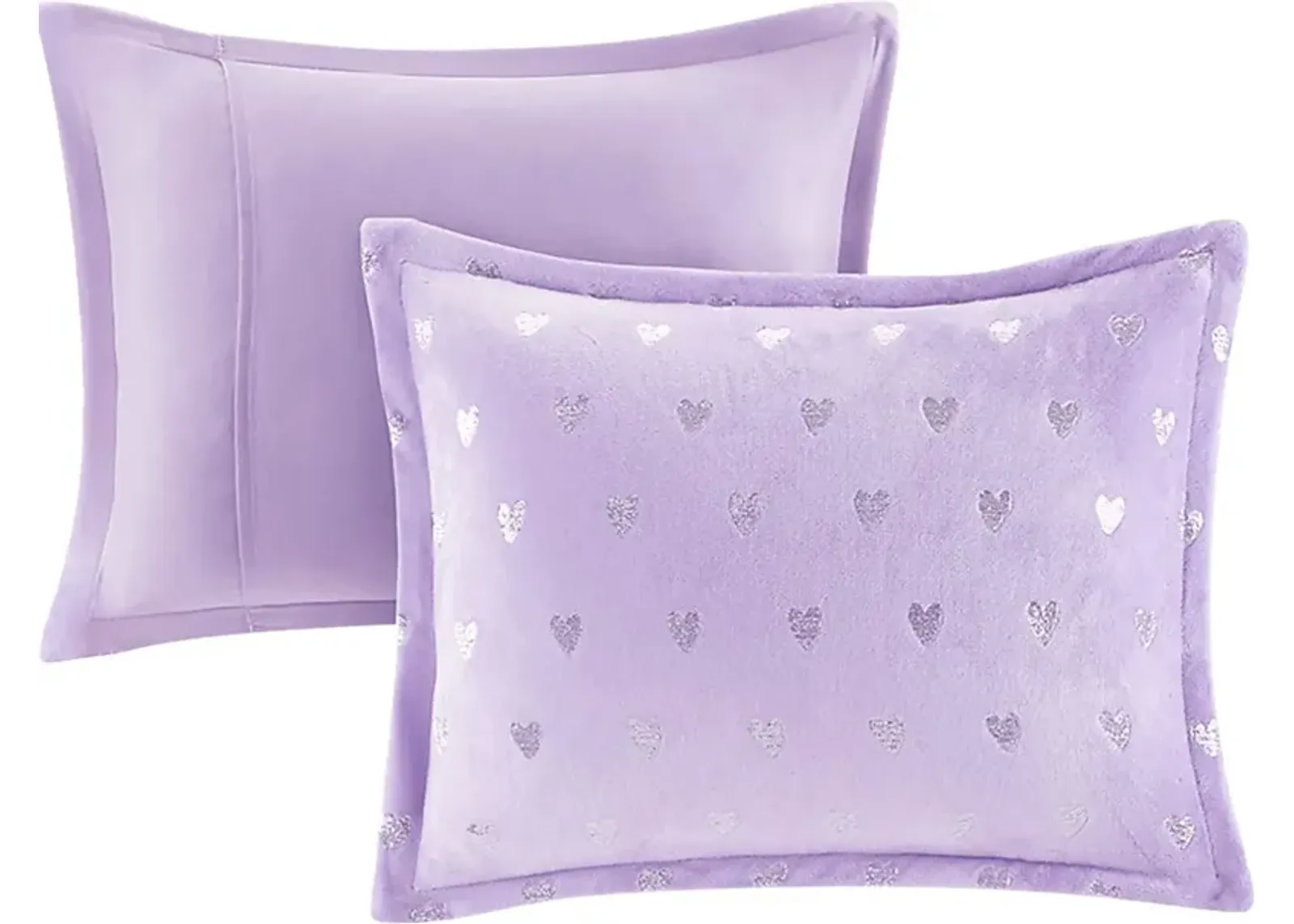 Kids Plush Hearts Purple 3 Pc Twin XL Comforter Set