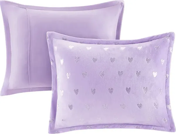 Kids Plush Hearts Purple Twin XL Comforter Set