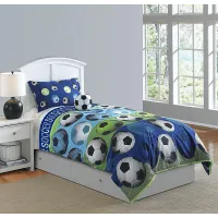 Kids Soccer Dreams Blue 3 Pc Twin Comforter Set