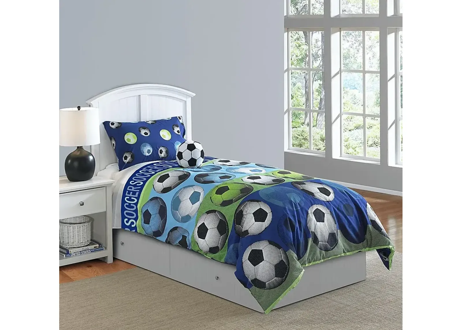 Kids Soccer Dreams Blue 3 Pc Twin Comforter Set