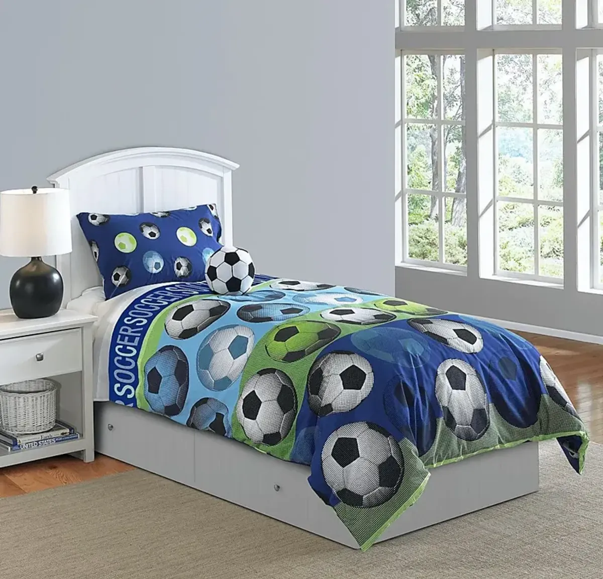 Kids Soccer Dreams Blue 3 Pc Twin Comforter Set