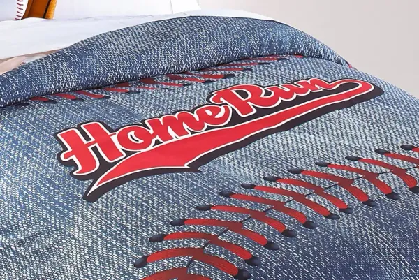 Kids Baseball Dreams Blue Twin Comforter Set