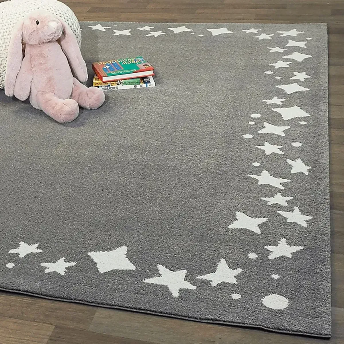 Kids Dazzle Stars Gray 3'11 x 5'7 Rug