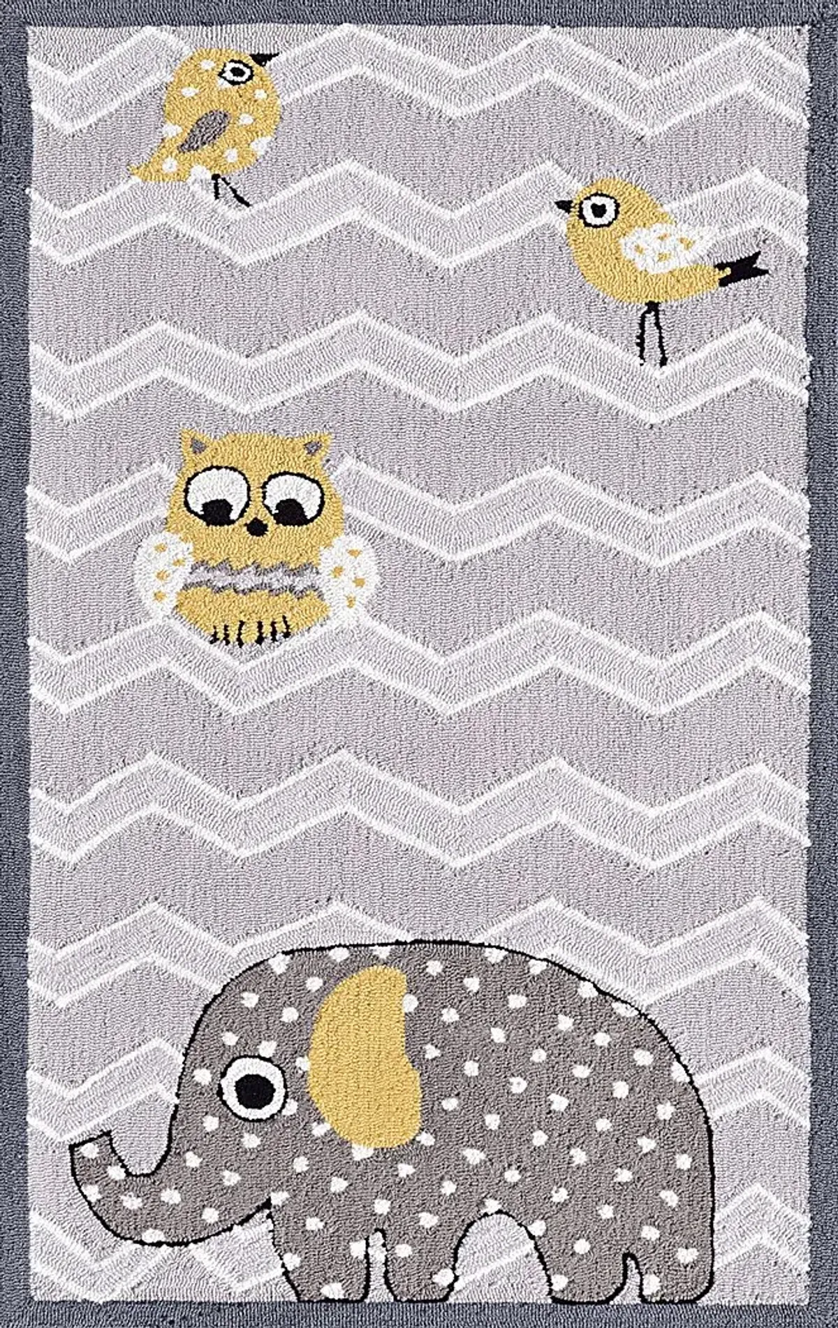 Kids Elephant Friends Yellow 2'8 x 4'8 Rug