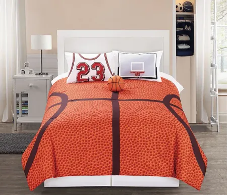 Kids Basketball Dream Orange 3 Pc Twin Comforter Set