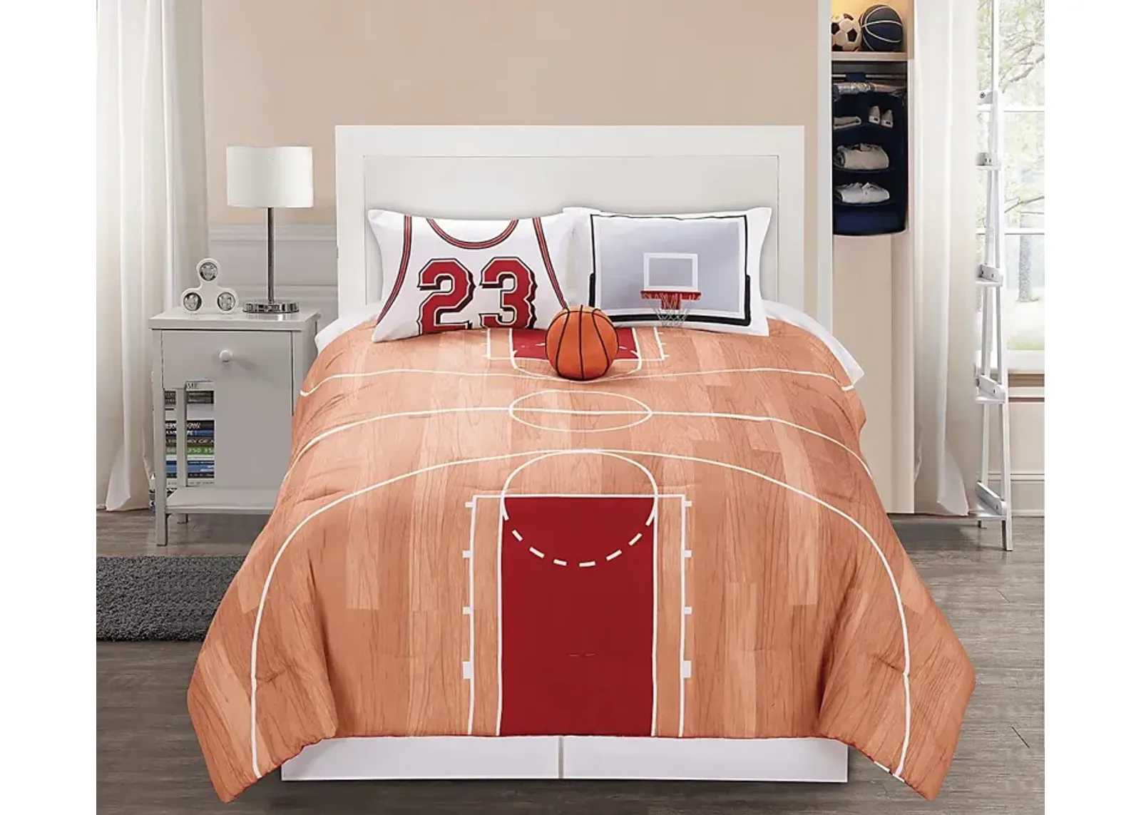 Kids Basketball Dream Orange 3 Pc Twin Comforter Set