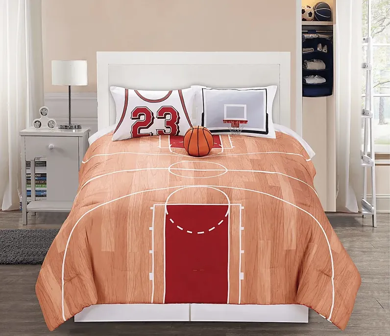 Kids Basketball Dream Orange 3 Pc Twin Comforter Set