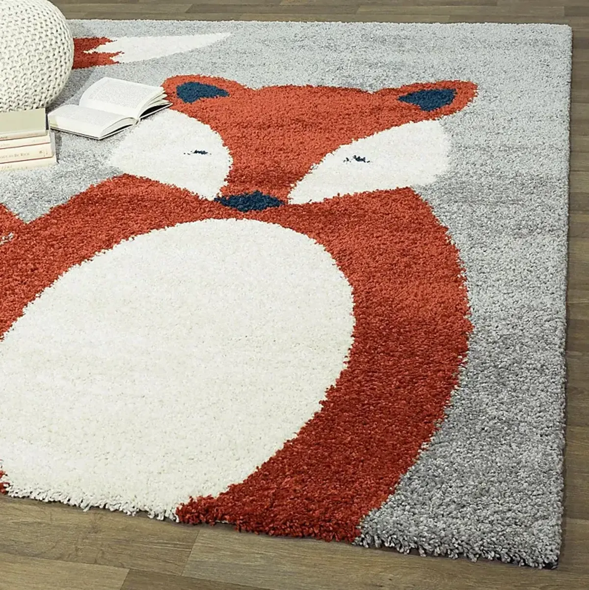 Kids Fluffy Fox Gray 3'11 x 5'7 Rug