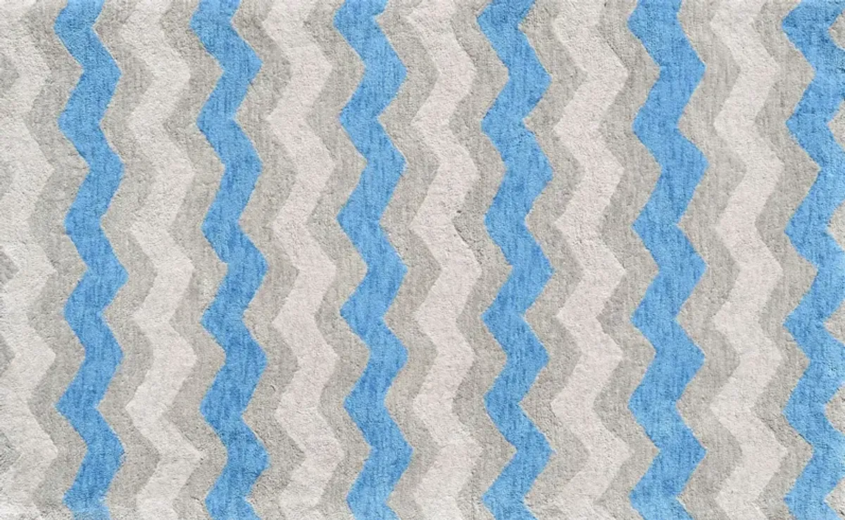 Kids Ziggy Waves Blue 2'8 x 4'8 Rug