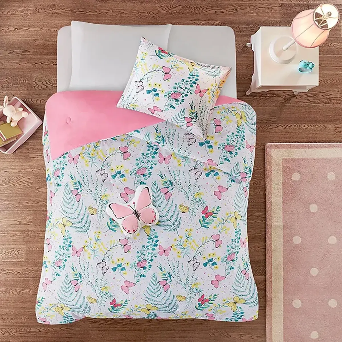 Kids Spring Butterflies Pink 3 Pc Twin Comforter Set