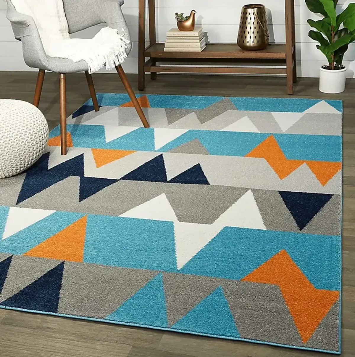 Kids Wild Angles Blue 3'11 x 5'7 Rug