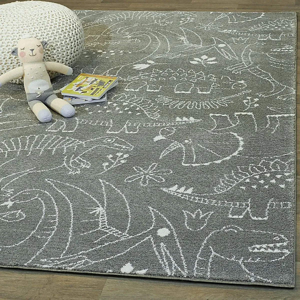 Kids Dino Park Gray 3'11 x 5'7 Rug