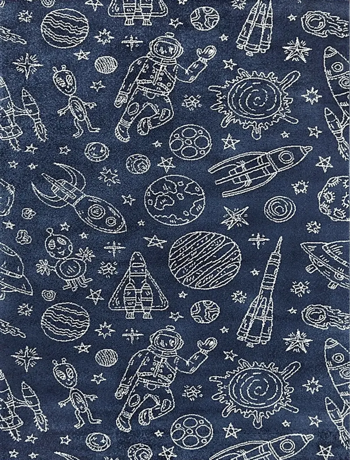 Kids Space Rockets Blue 3'11 x 5'7 Rug